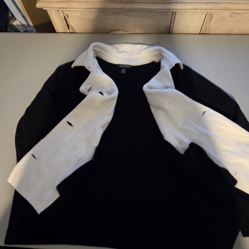 Vtg 90s Y2K LRL Ralph Lauren 100% Cotton Sweater Knit Blazer 2x Stretch Pockets